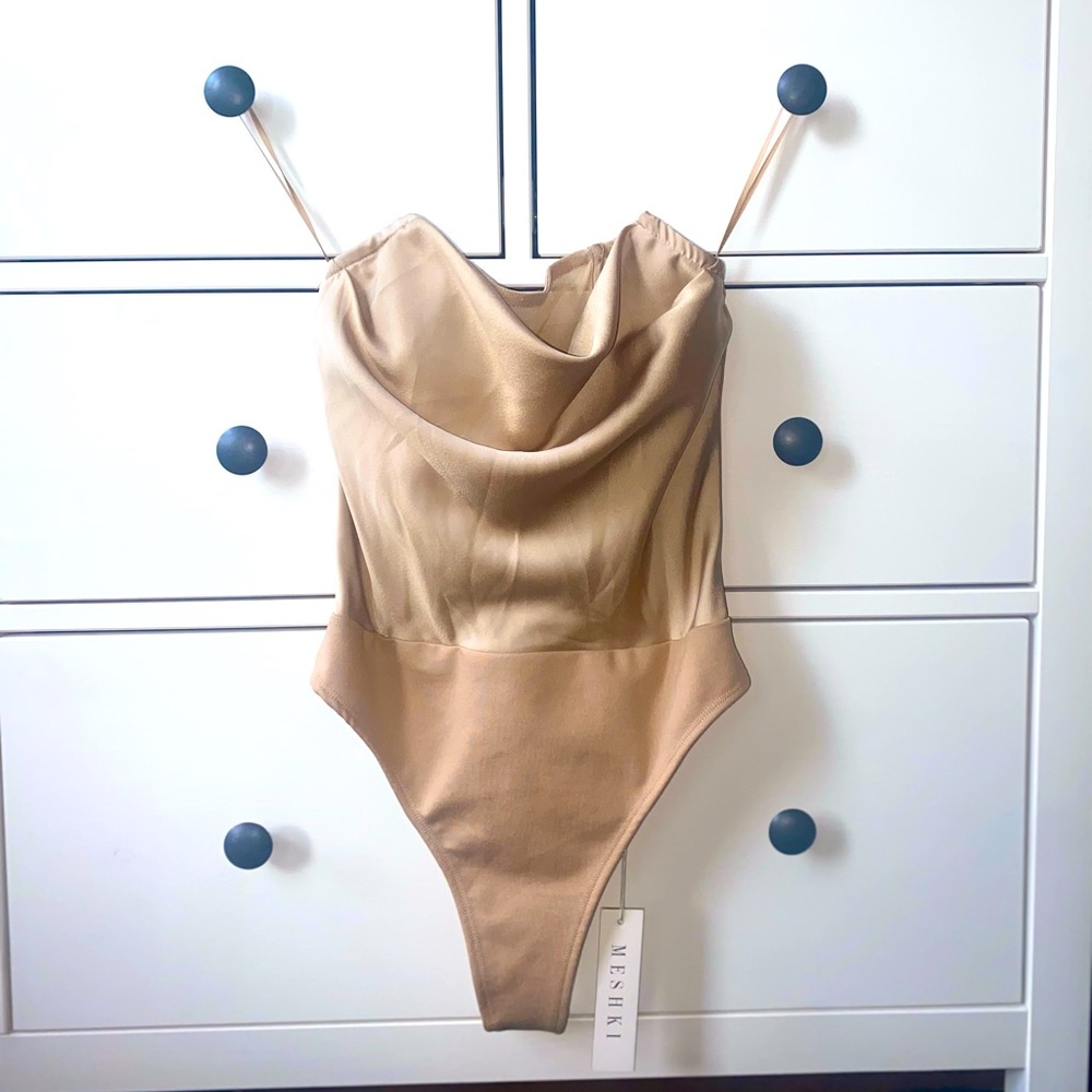 Meshki Rheanna Corset Cowl Neck Bodysuit